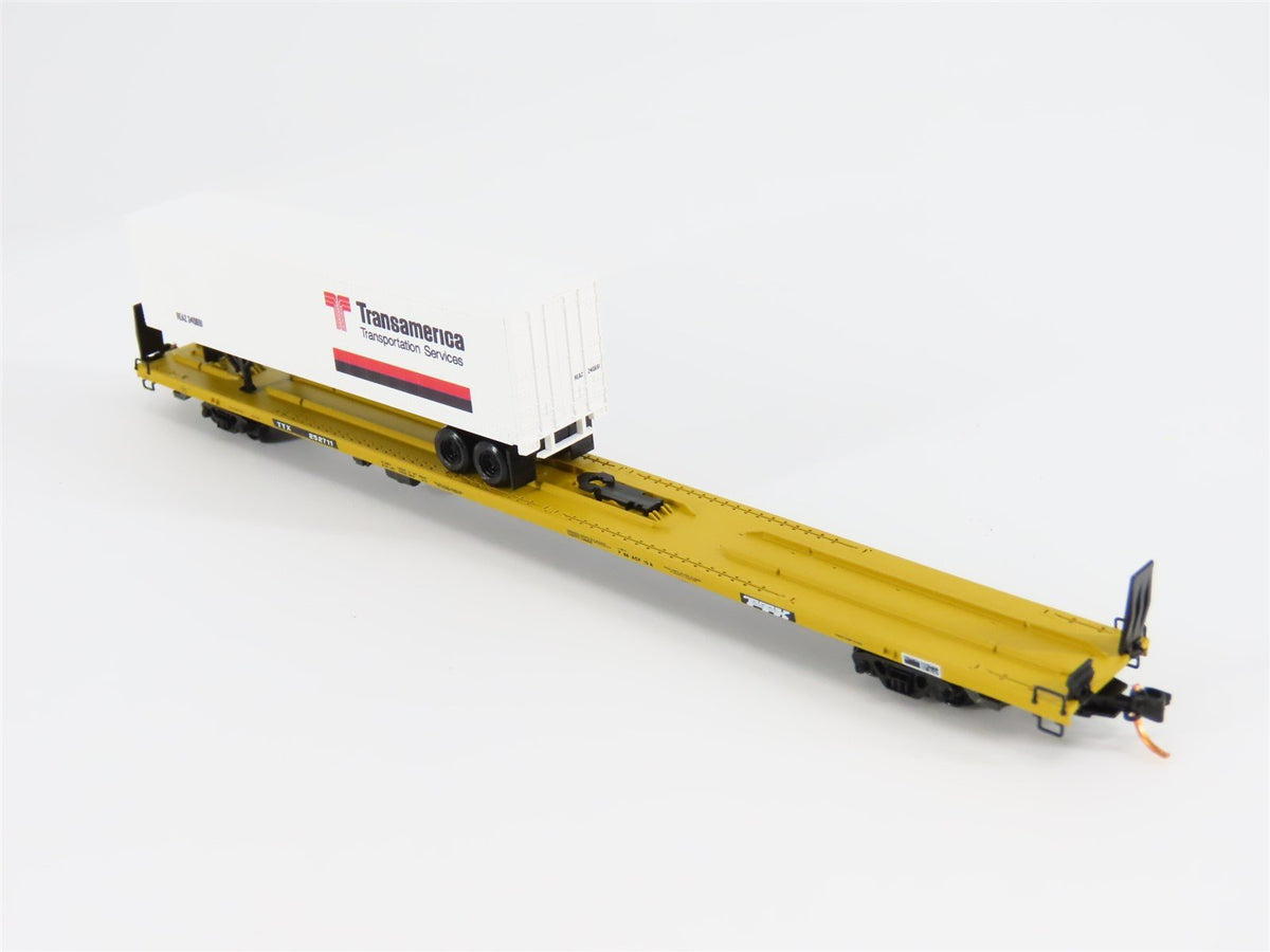 N Micro-Trains MTL 07100524 TTX Trailer Train 89&#39; 4&quot; Flat Car #252711 w/ Trailer