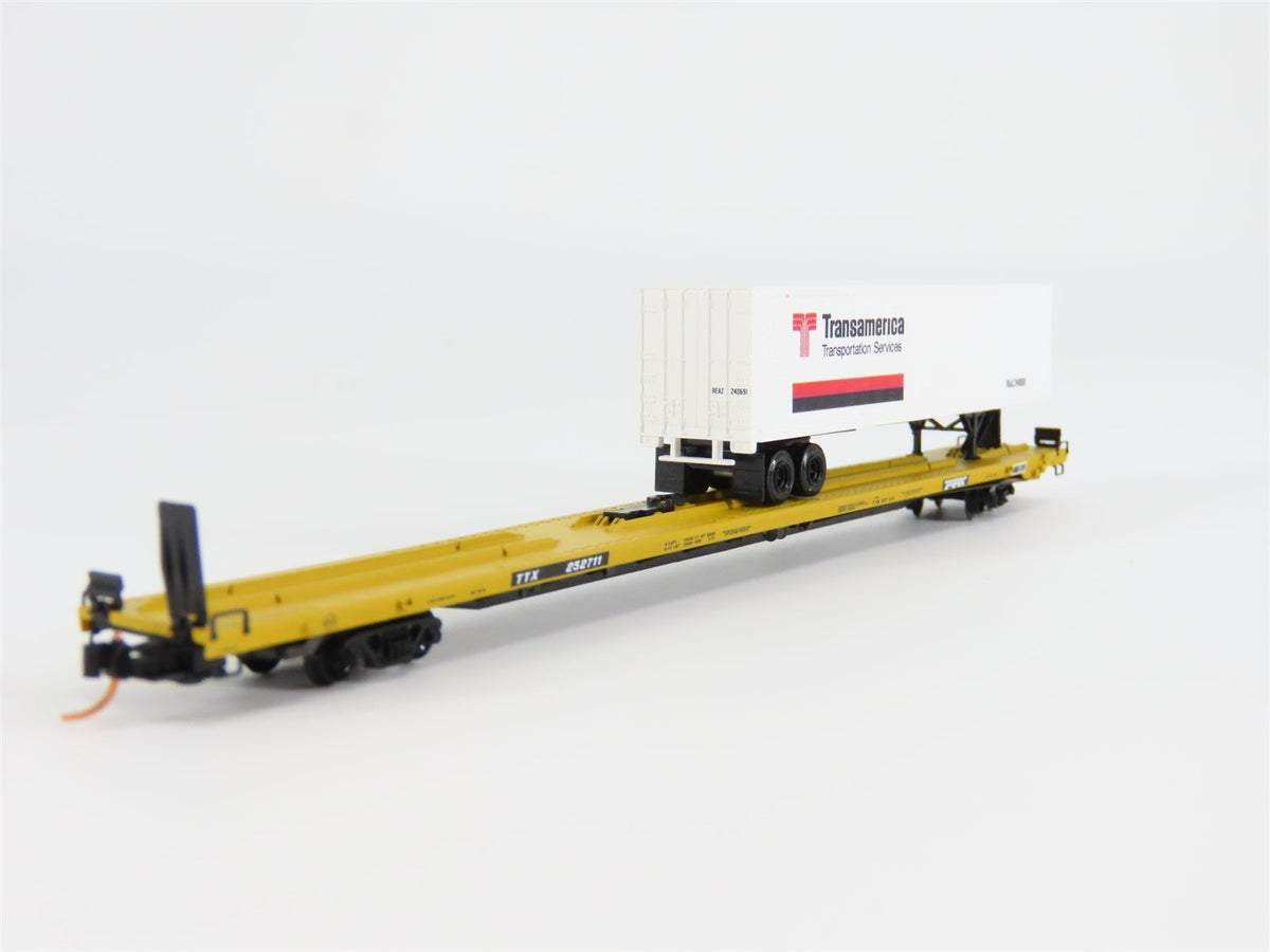 N Micro-Trains MTL 07100524 TTX Trailer Train 89&#39; 4&quot; Flat Car #252711 w/ Trailer