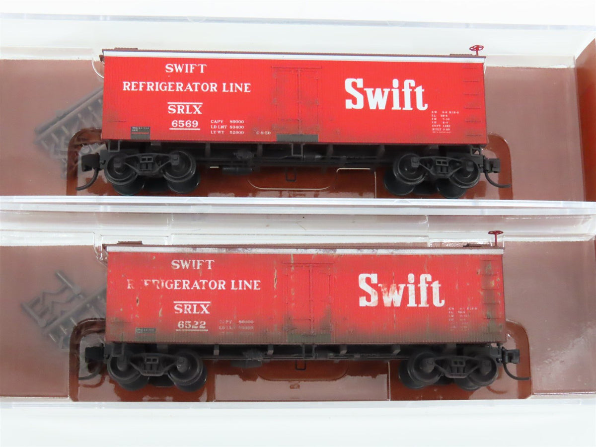 N Scale Micro-Trains MTL 99301925 SRLX Swift Wood Reefer 16-Pack - Weathered