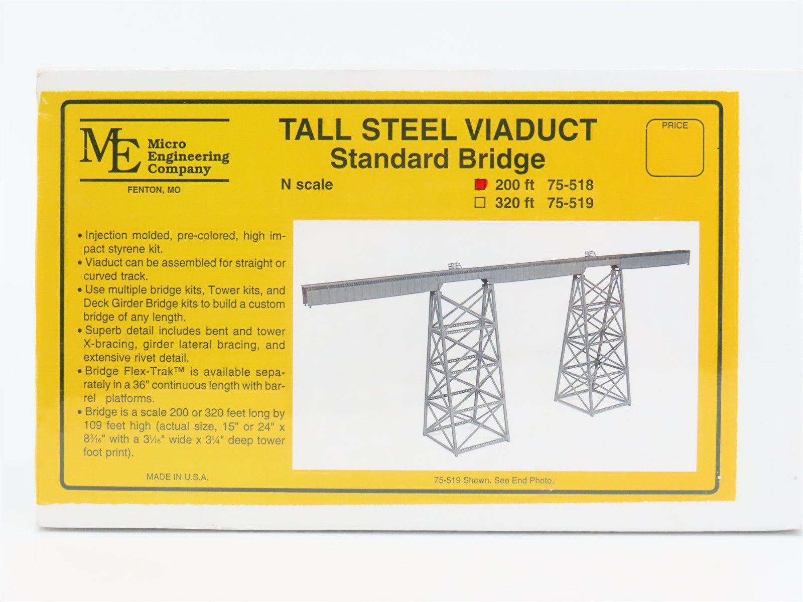 N Micro Engineering Kit #75-518 Tall Steel Viaduct Standard Bridge - SEALED