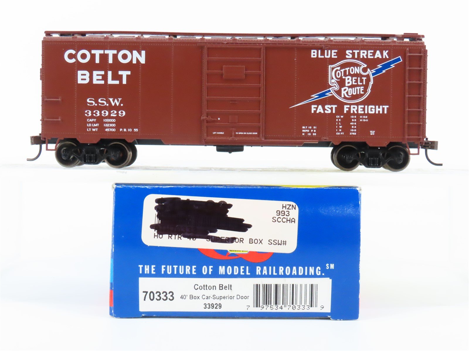 HO Scale Athearn 70333 SSW Cotton Belt Route 40' Single Door Box Car #33929