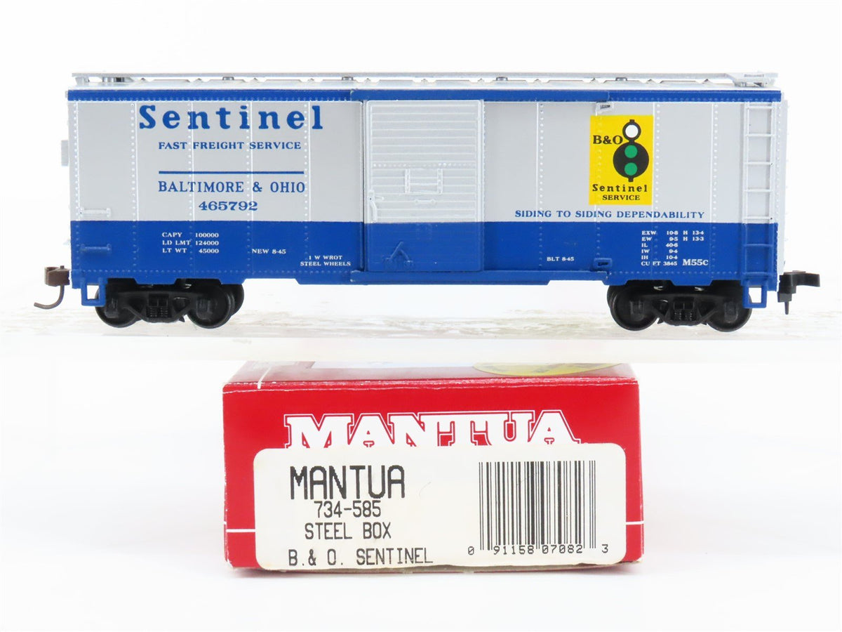 HO Scale Mantua 734-585 B&amp;O Baltimore &amp; Ohio Sentinel Steel Box Car #465792