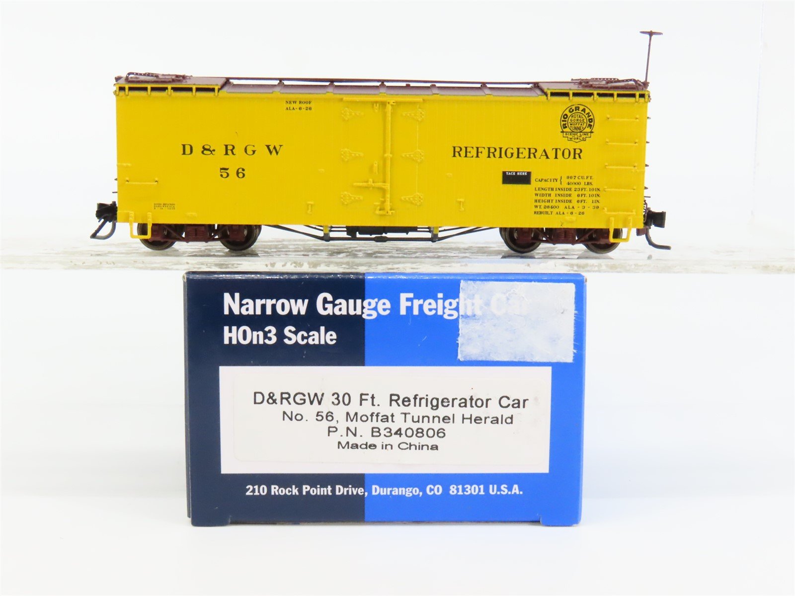 HOn3 Scale Blackstone Models #B340806 D&RGW Rio Grande Reefer #56