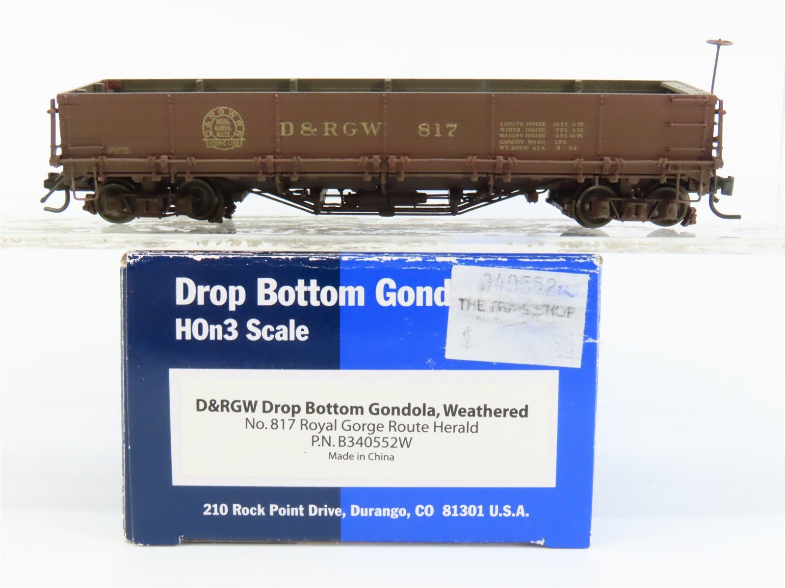 HOn3 Scale Blackstone Models B340552W D&RGW Rio Grande Gondola #817 - Weathered