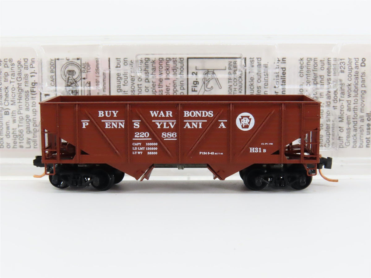 N Micro-Trains MTL #57100 PRR Pennsylvania &quot;Buy War Bonds&quot; 2-Bay Hopper #220886