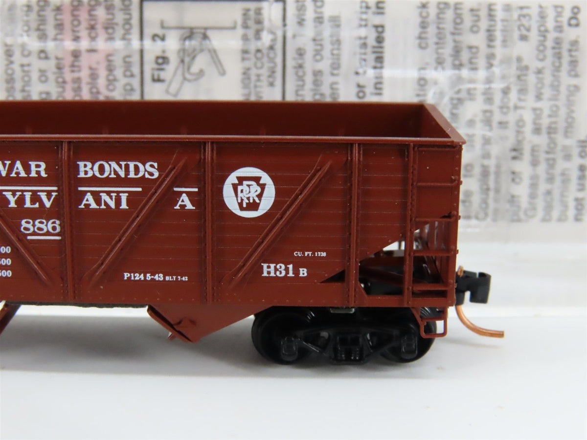 N Micro-Trains MTL #57100 PRR Pennsylvania &quot;Buy War Bonds&quot; 2-Bay Hopper #220886