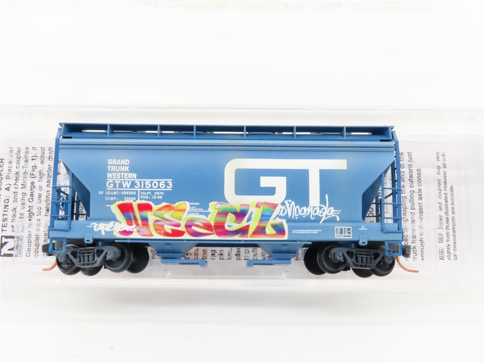 N Micro-Trains MTL #09244010 GTW Grand Trunk Western 2-Bay Hopper w/ Graffiti