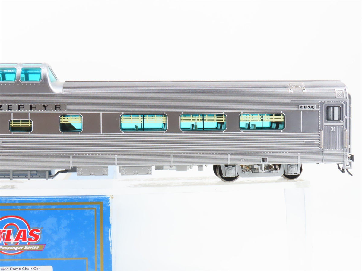 O Scale 2-Rail Atlas 3002151-2 CBQ Railway Dome Passenger Car &quot;Silver Lariat&quot;