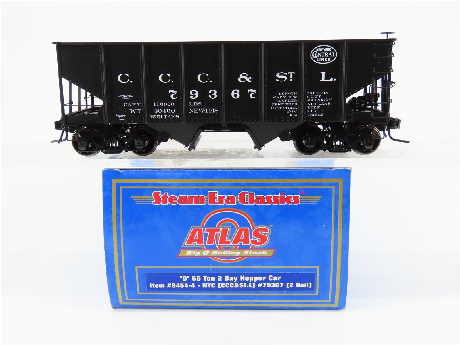 O Scale 2-Rail Atlas 9454-4 CCC&STL NYC New York Central 2-Bay Hopper #79367