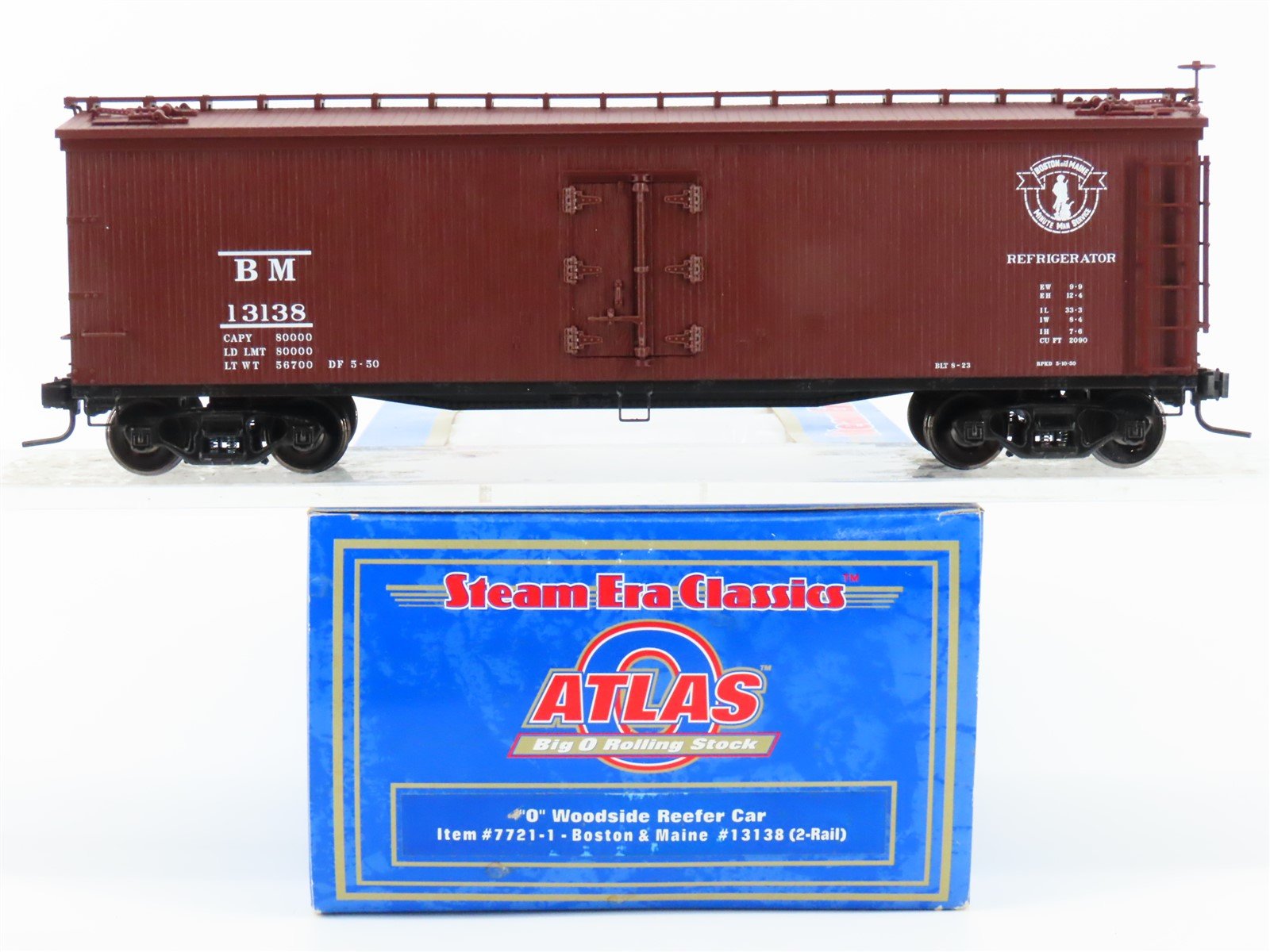 O Scale 2-Rail Atlas 7721-1 BM Boston & Maine Railroad Woodside Reefer #13138