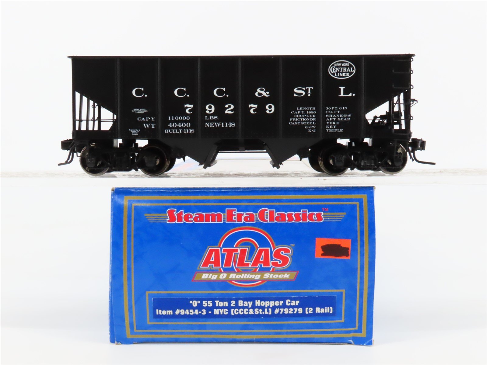 O Scale 2-Rail Atlas 9454-3 CC&STL NYC New York Central 2-Bay Hopper #79279