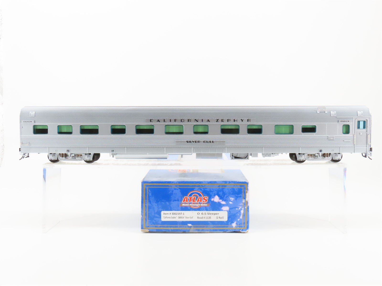 O 2-Rail Atlas 3002197-1 D&RGW California Zephyr Sleeper Passenger "Silver Gull"