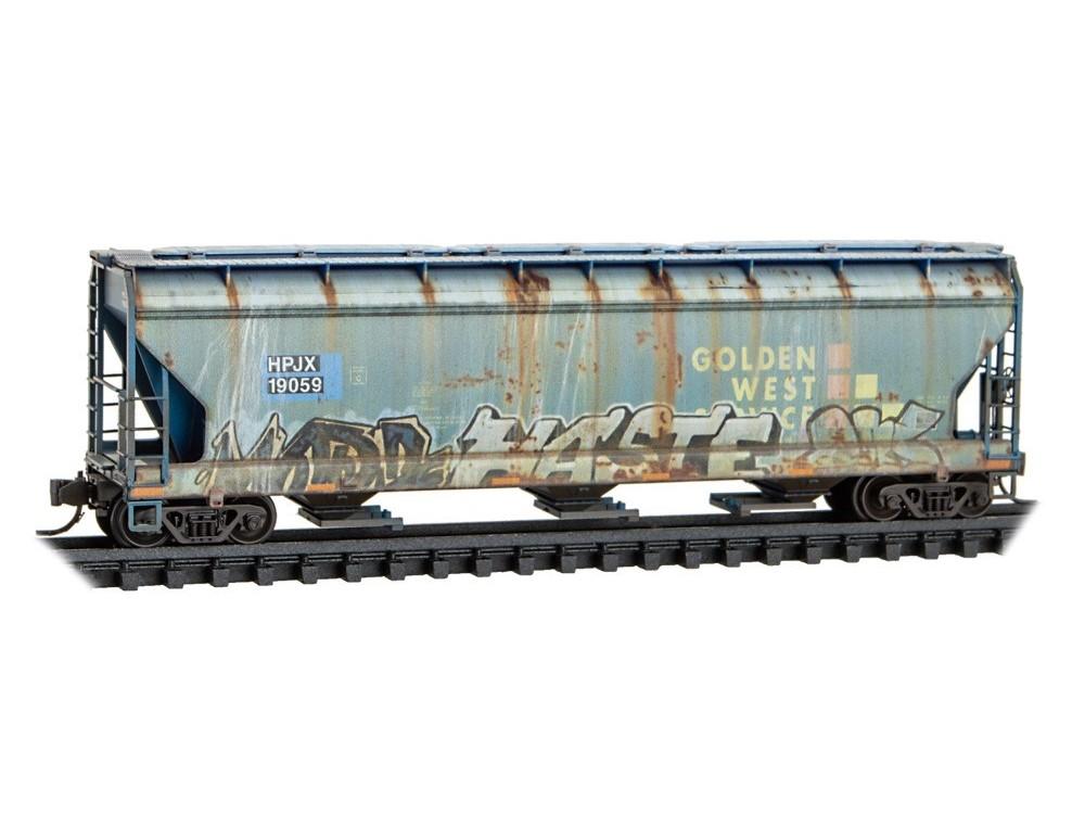 N Micro-Trains MTL 09444900 HPJX Helm/ex-GWS 3-Bay Covered Hopper w/ Graffiti