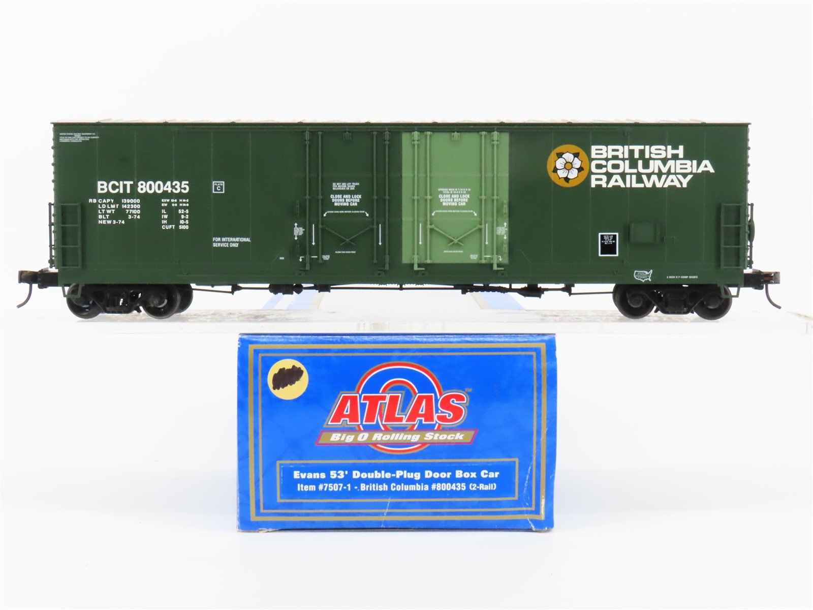 O Scale 2-Rail Atlas 7507-1 BCIT British Columbia 53' Double Door Box Car 800435