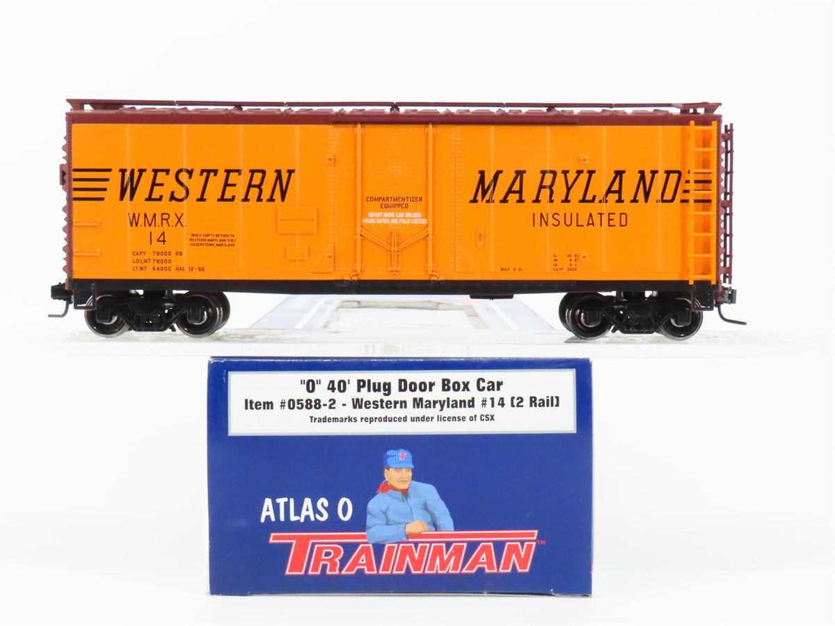 O Scale 2-Rail Atlas Trainman 0588-2 WMRX Western Maryland 40&#39; Box Car #14