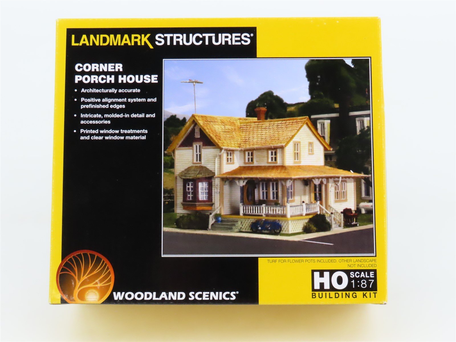 HO Scale Woodland Scenics Landmark Structures Kit #PF5196 Corner Porch House