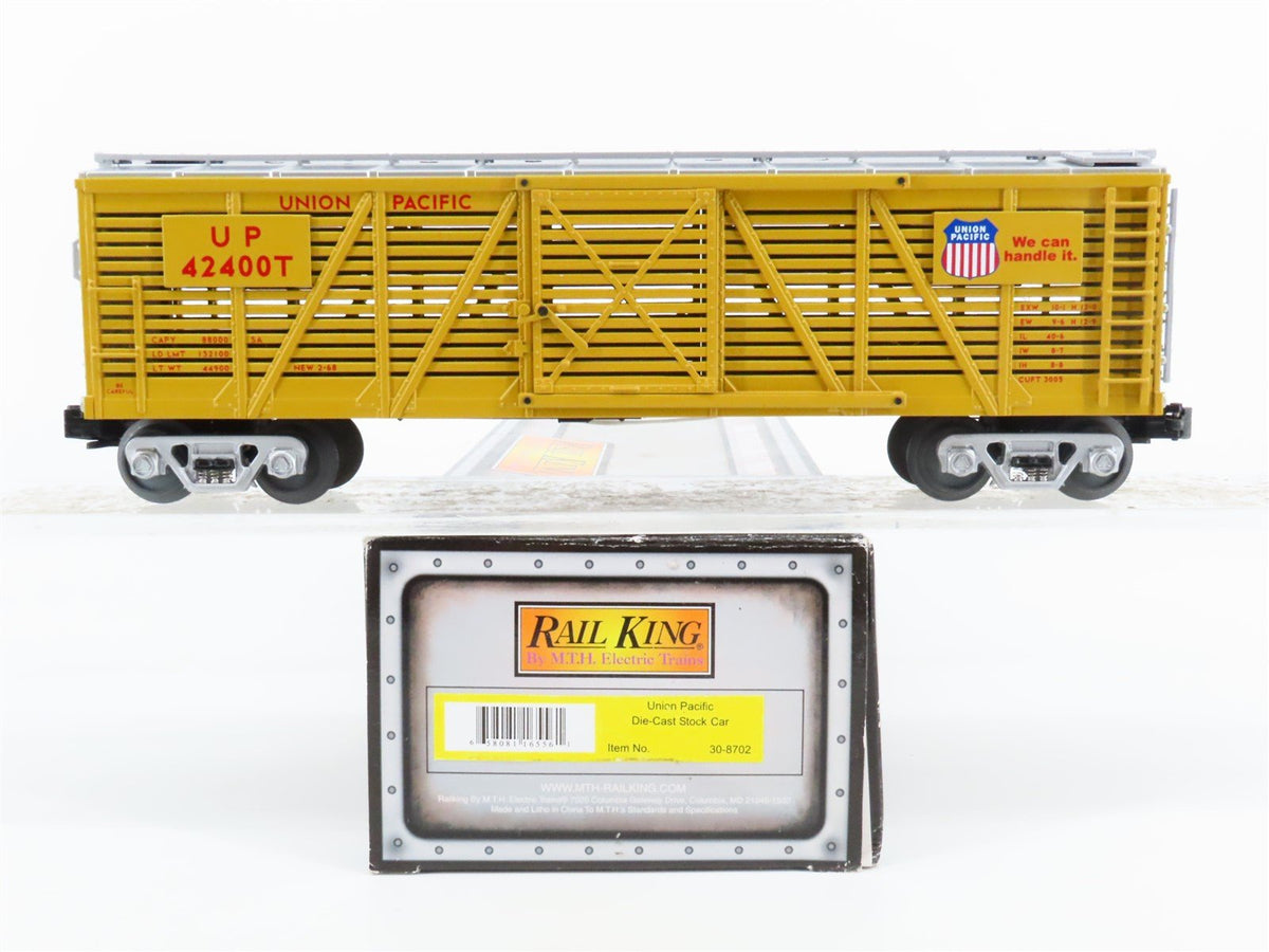 O27 Gauge 3-Rail MTH RailKing 30-8702 UP Union Pacific Stock Car #42400T