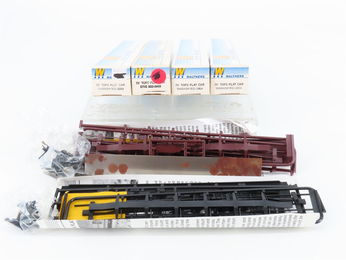 HO Scale LOT of 4 Walthers WAB Wabash / ERIE Railroad 75&#39; TOFC Flat Car Kits