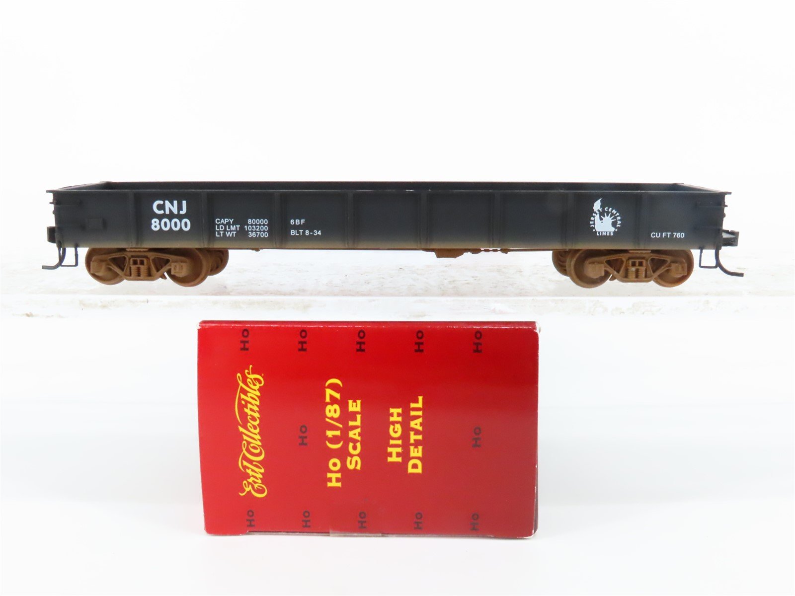 HO Scale Ertl 1383 CNJ Jersey Central Lines 40' Low-Side Gondola #8000