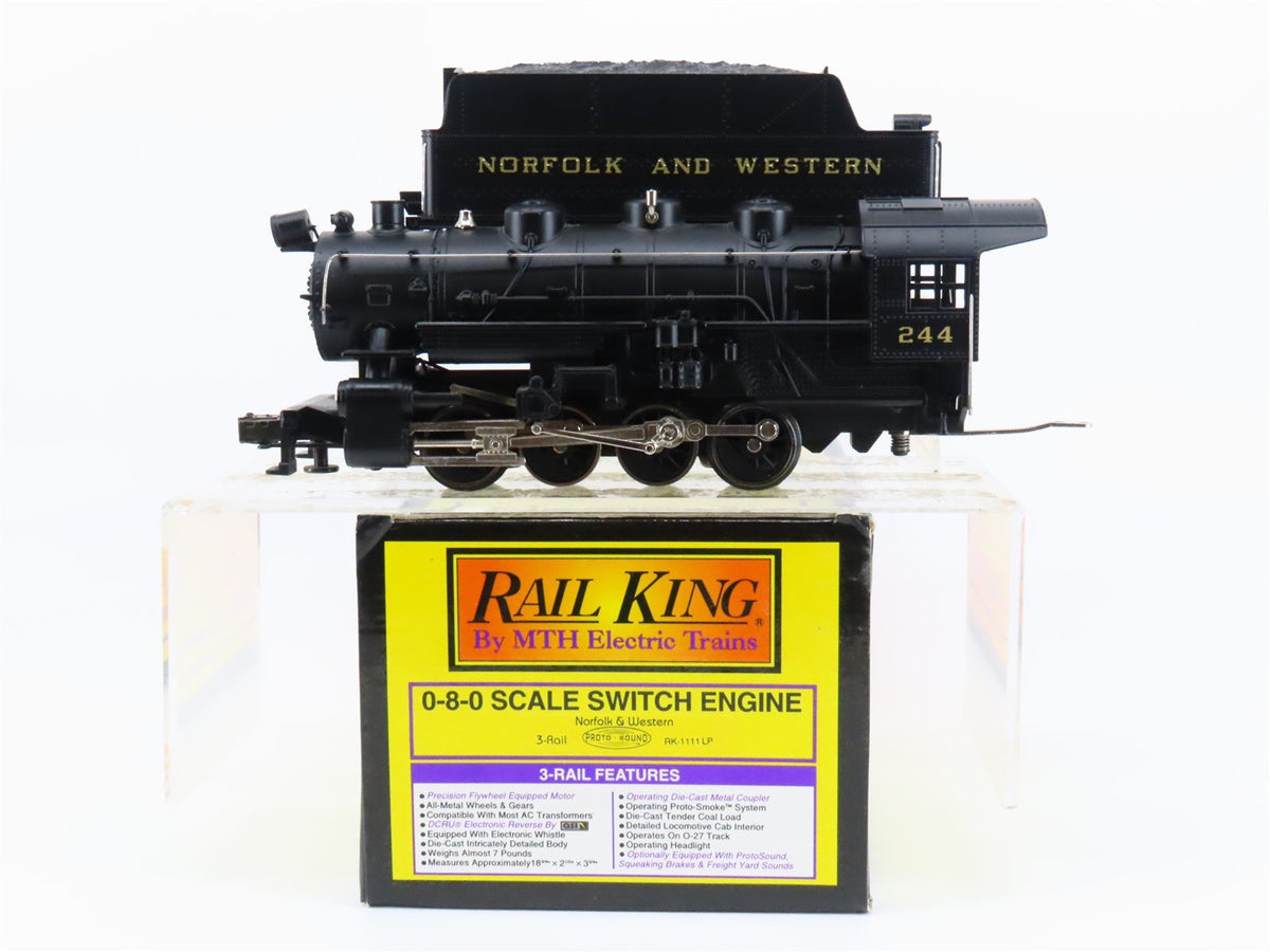 O Gauge 3-Rail MTH RK-1111LP N&amp;W Norfolk &amp; Western 0-8-0 Steam Locomotive #244