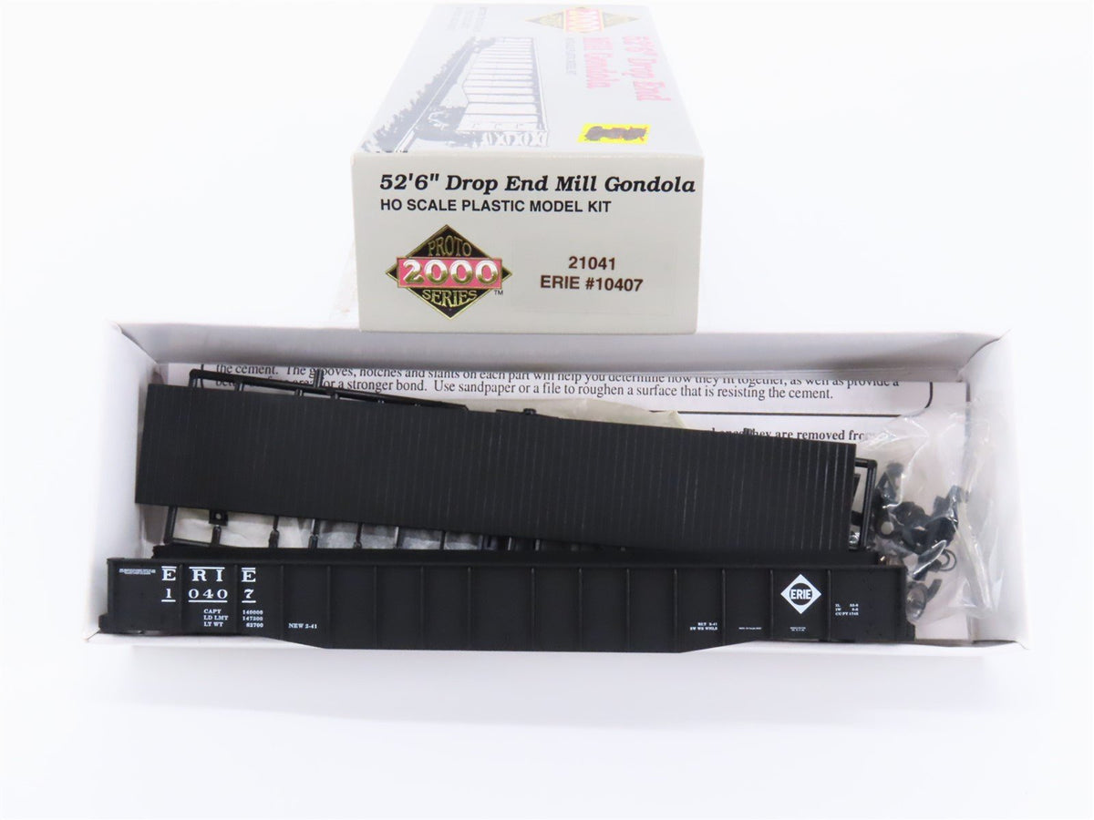 HO Scale PROTO 2000 Kit #21041 ERIE Railroad 52&#39; 6&quot; Drop End Mill Gondola #10407