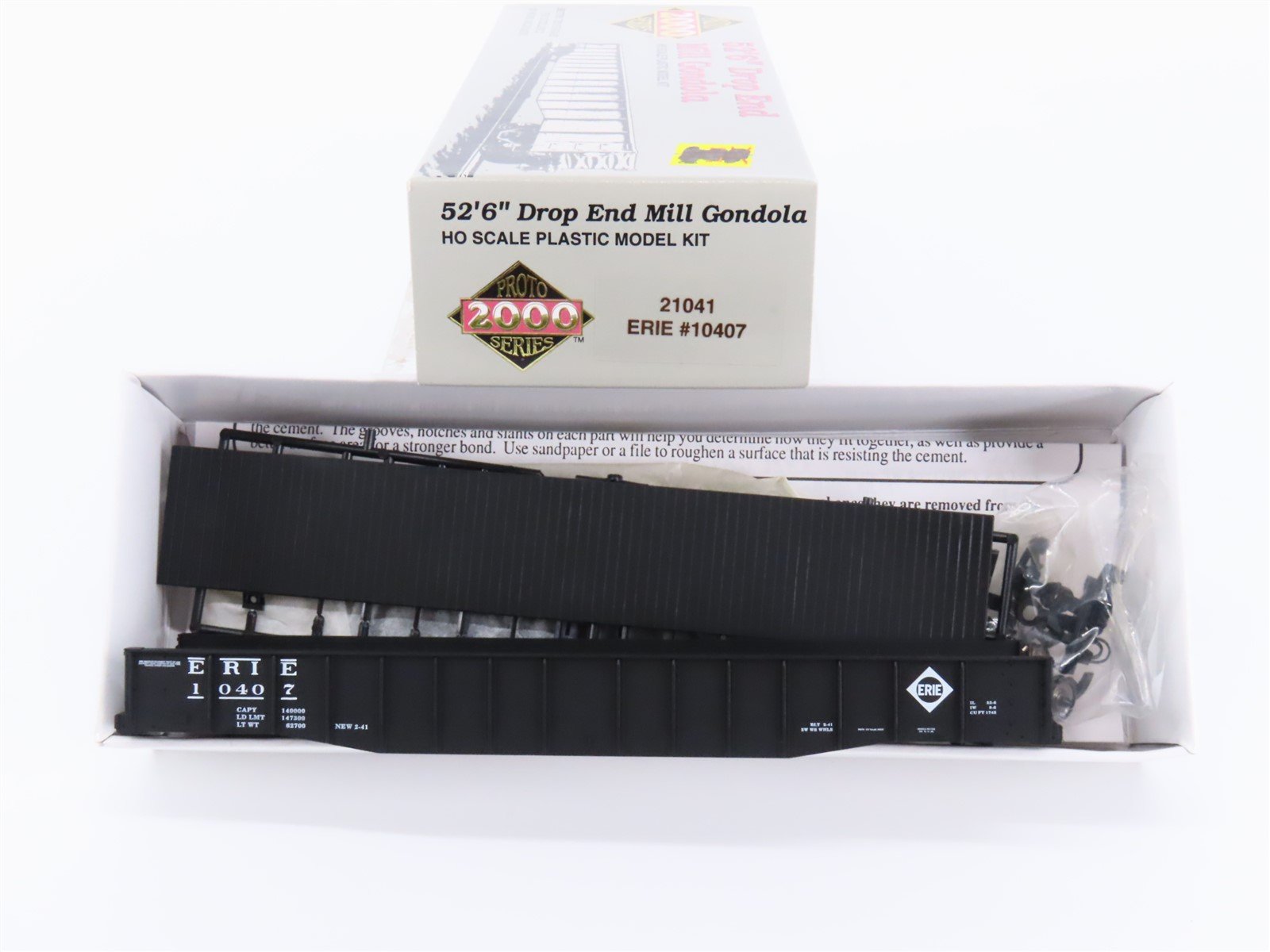 HO Scale PROTO 2000 Kit #21041 ERIE Railroad 52' 6" Drop End Mill Gondola #10407