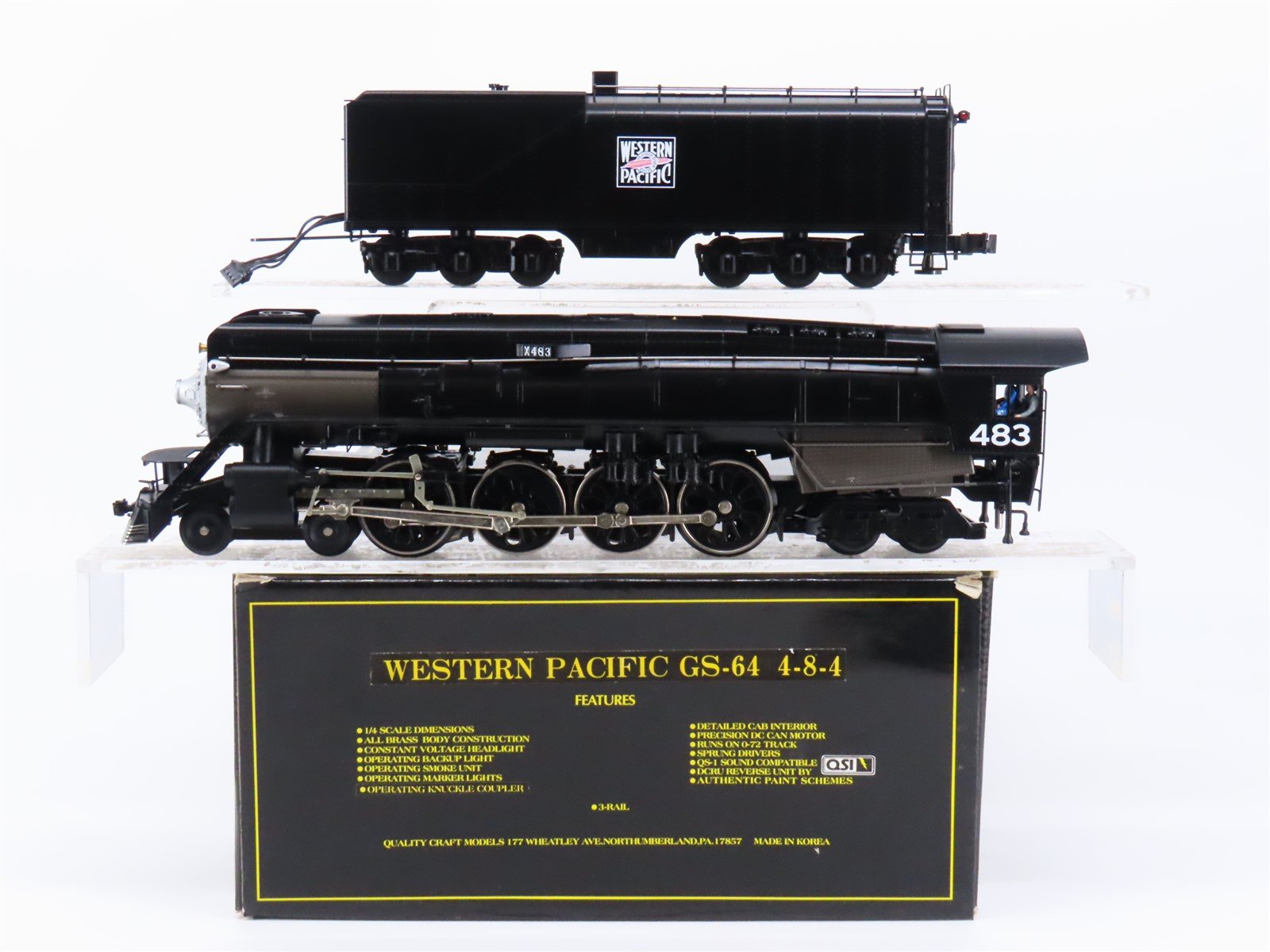 O Gauge 3-Rail Weaver WP Western Pacific 4-8-4 Steam Locomotive #X483