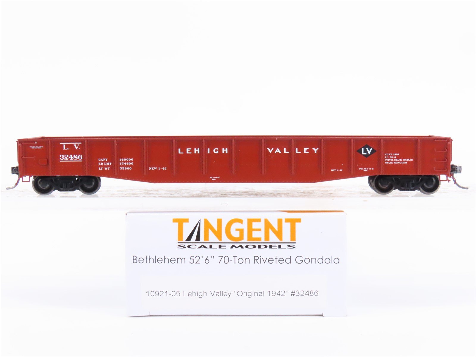 HO Scale Tangent 10921-05 LV Lehigh Valley Railroad Open Gondola #32486