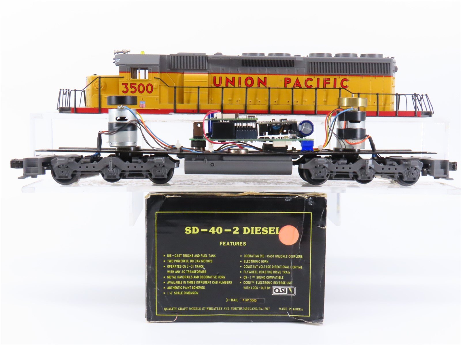 O Gauge 3-Rail Weaver UP Union Pacific SD40-2 Diesel Locomotive #3500