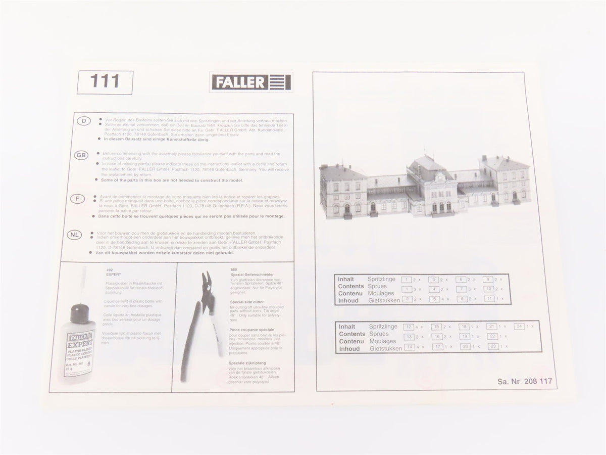 HO 1/87 Scale FALLER Kit #111 &quot;Neustadt (Weinstrasse)&quot; Railway Station