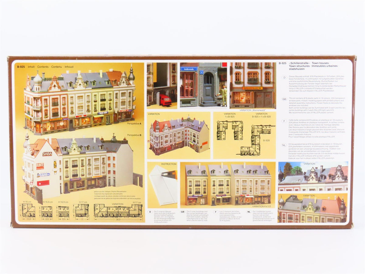 HO Scale FALLER Kit #B-925 &quot;Schiller Street&quot; Townhouse Shops Set