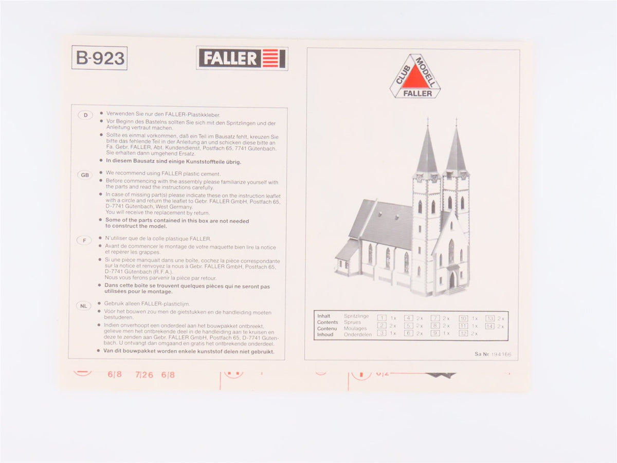 HO 1/87 Scale FALLER Kit #B-923 Cathedral