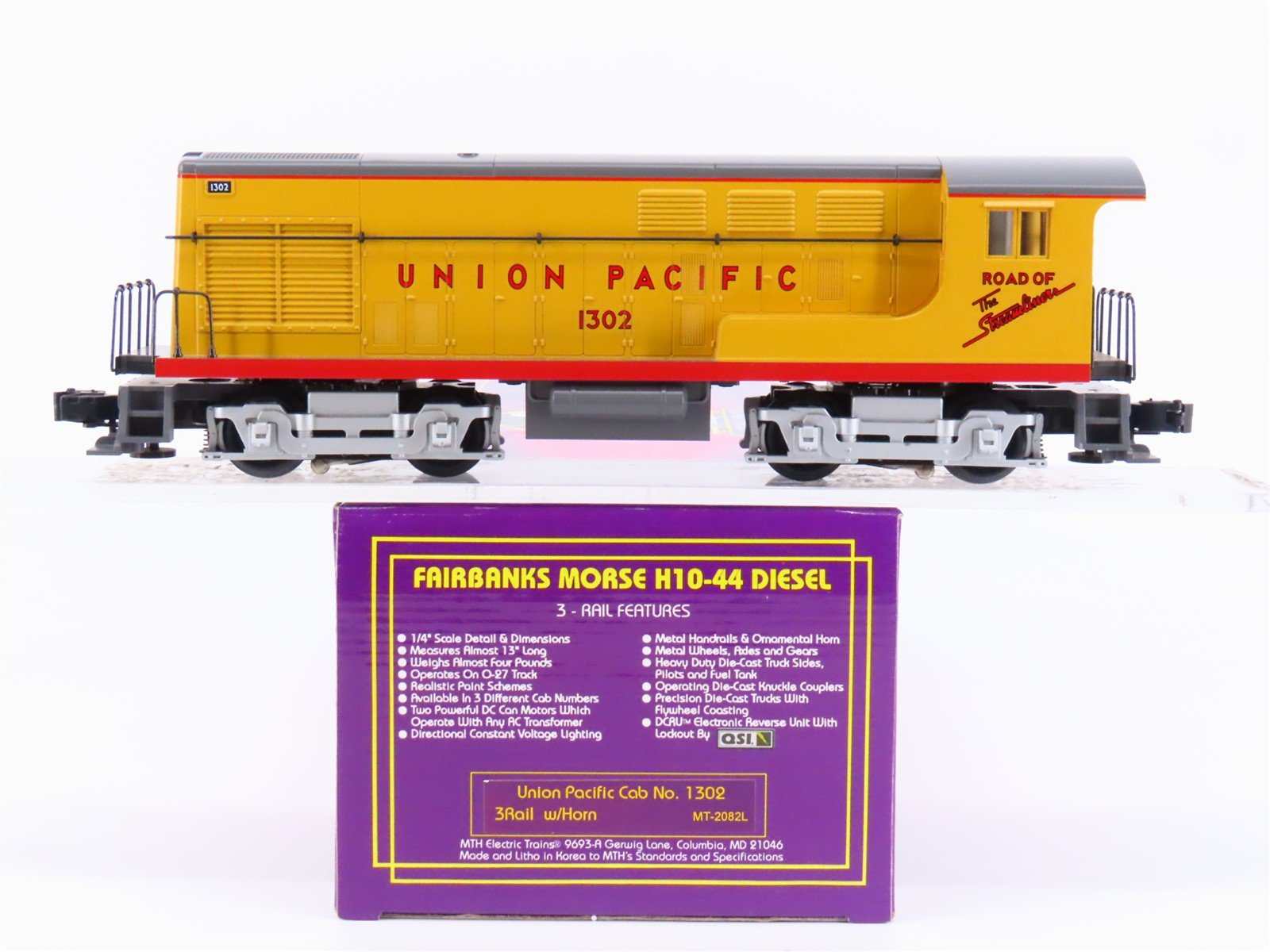 O Gauge 3-Rail MTH MT-2082L UP Union Pacific H10-44 Diesel Locomotive #1302