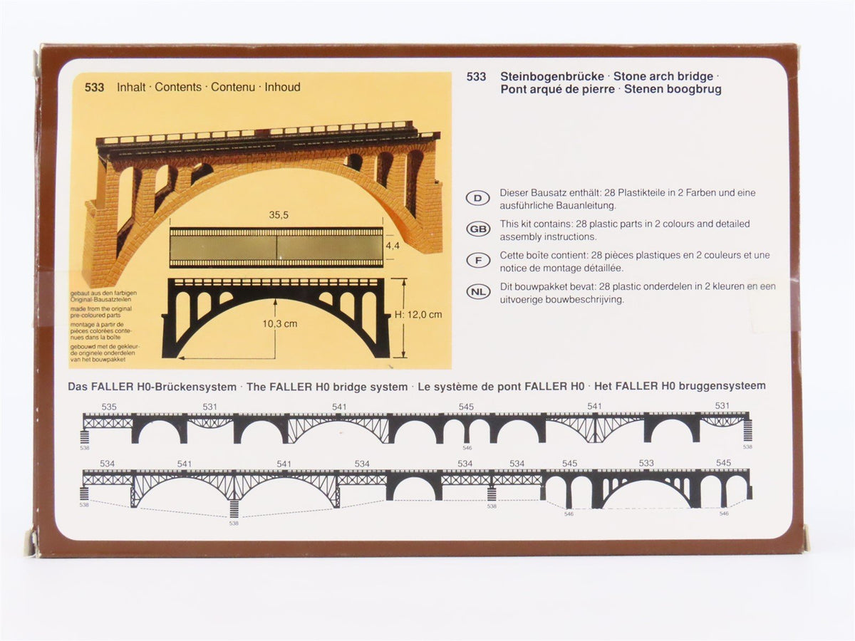 HO 1/87 Scale FALLER Kit #533 Stone Arch Bridge