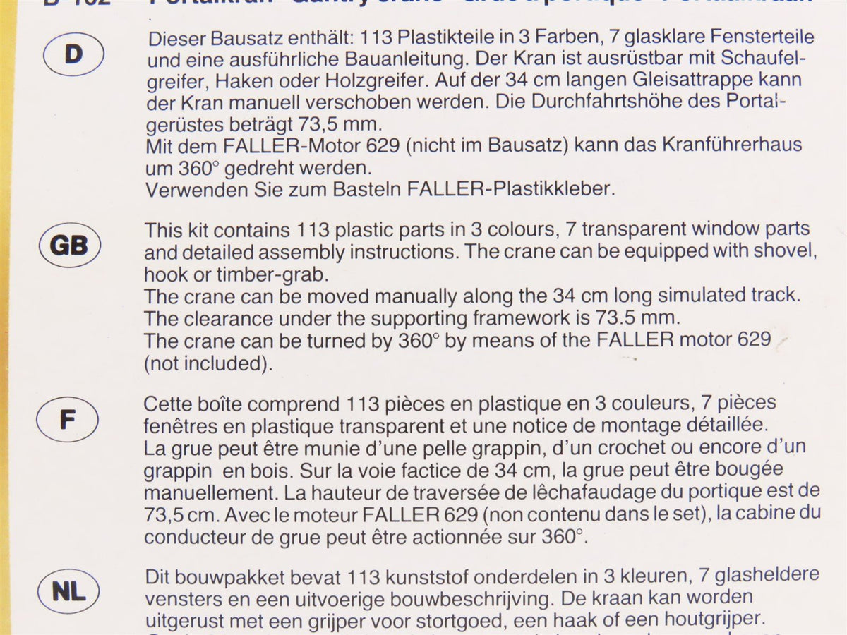 HO 1/87 Scale FALLER Kit #B-162 Gantry Crane