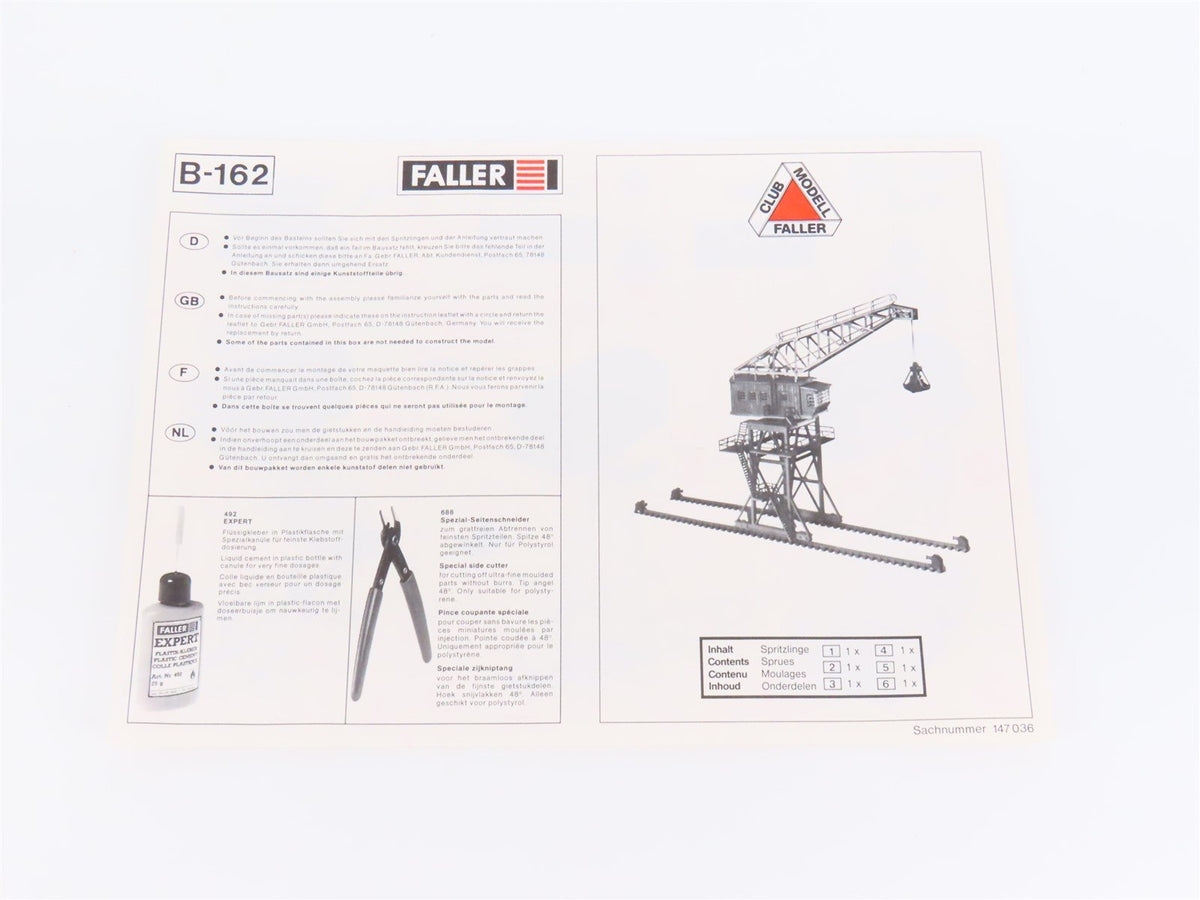 HO 1/87 Scale FALLER Kit #B-162 Gantry Crane