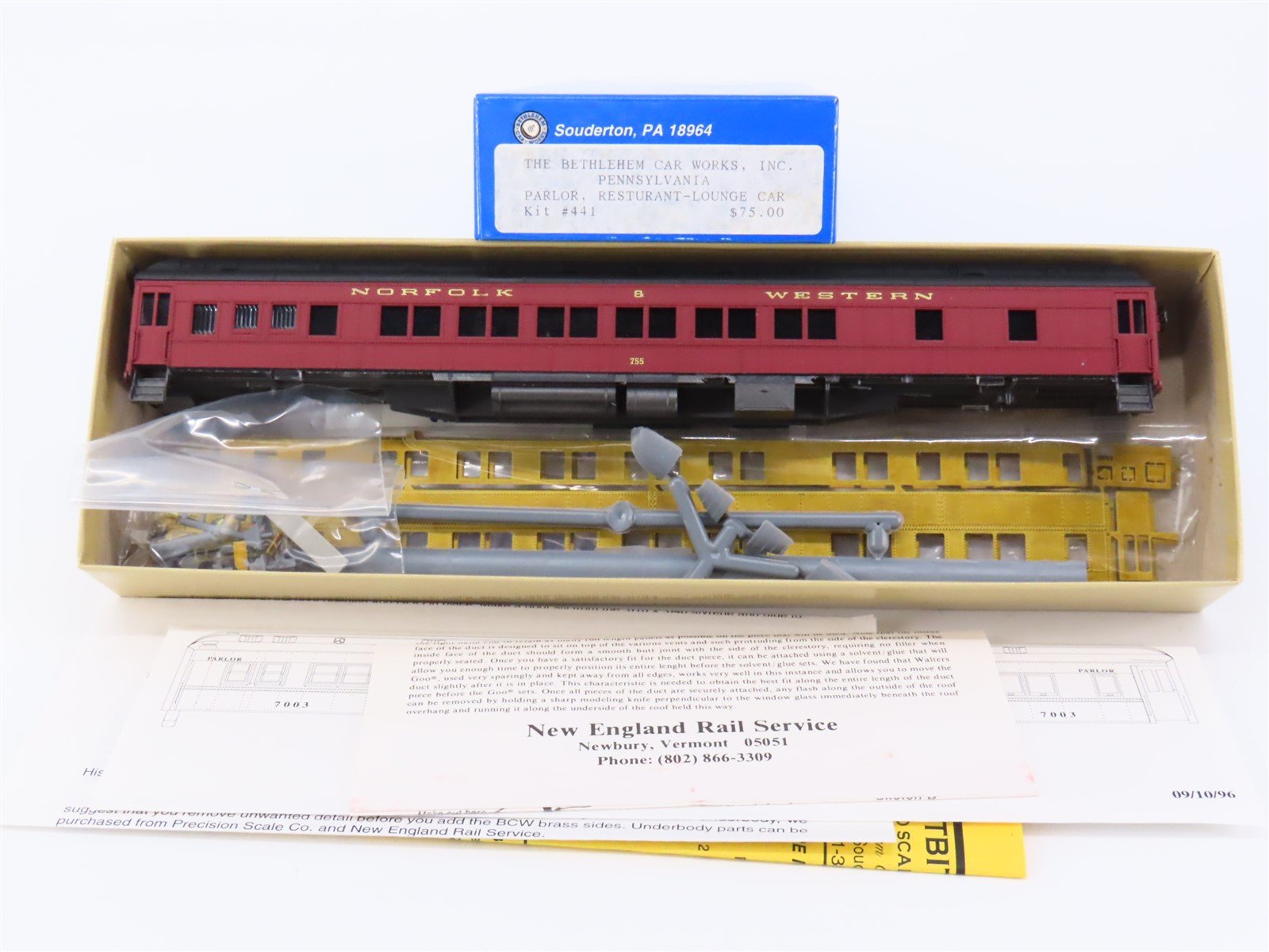 HO Scale Bethlehem Car Works 441 Brass PRR Pennsylvania Parlor Passenger Kit