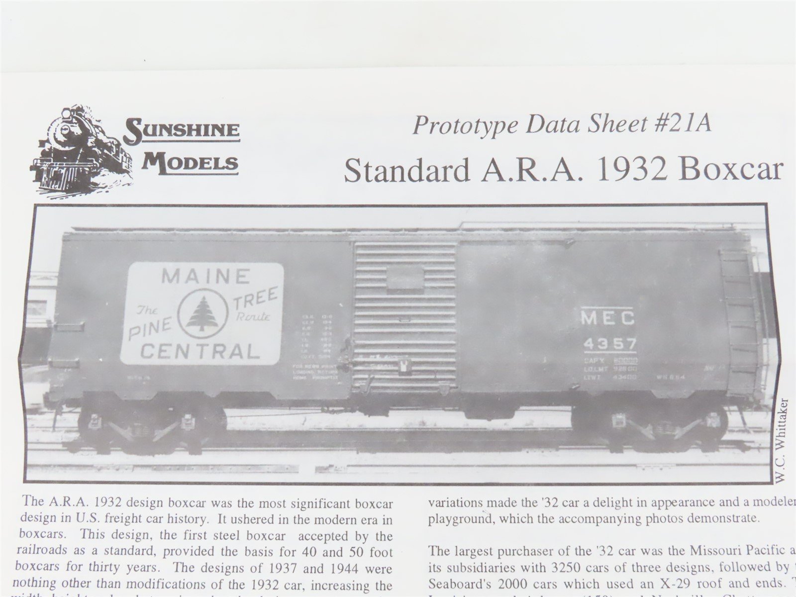 HO Scale Sunshine Models Kit #21.7 SOO Line Rebuild A.R.A. 1932 Box Car