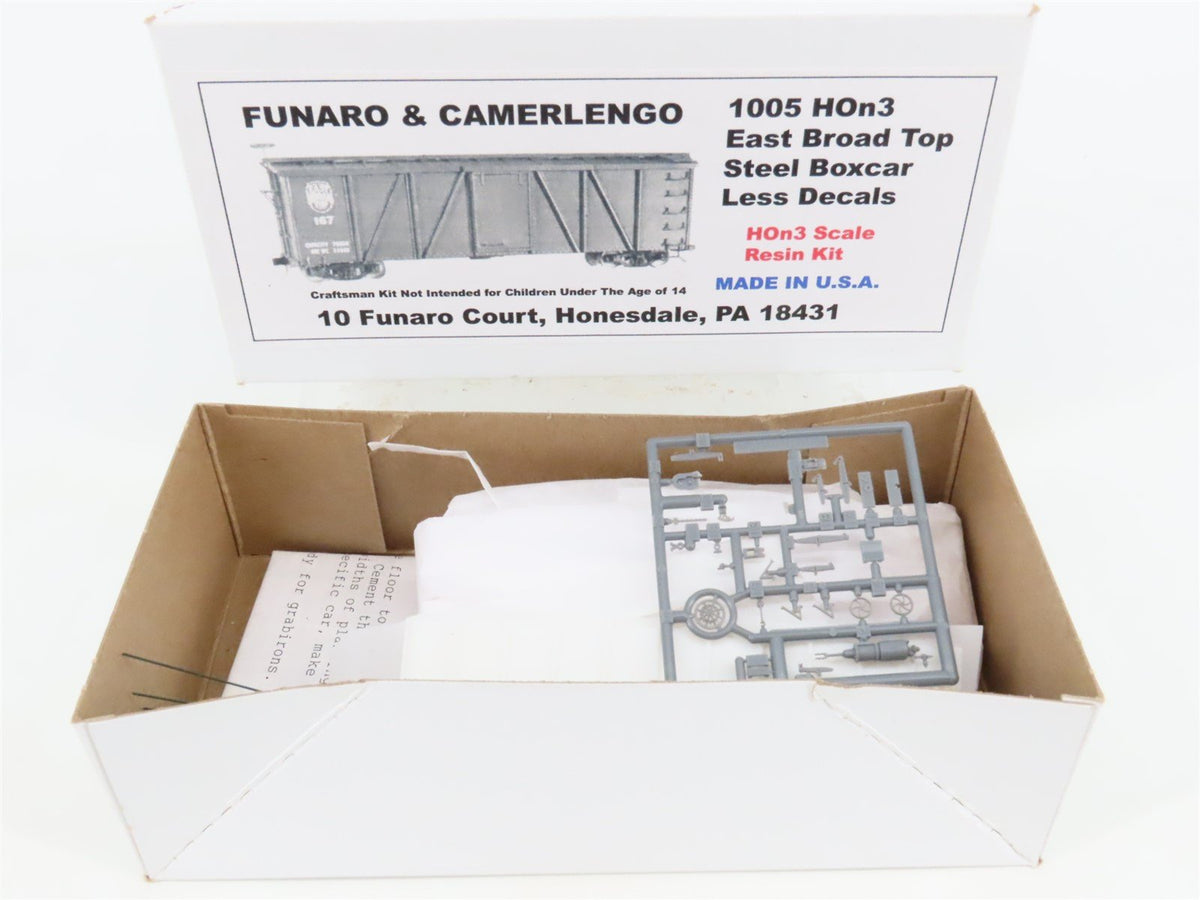 HOn3 Scale Funaro &amp; Camerlengo Kit #1005 EBT East Broad Top Steel Box Car