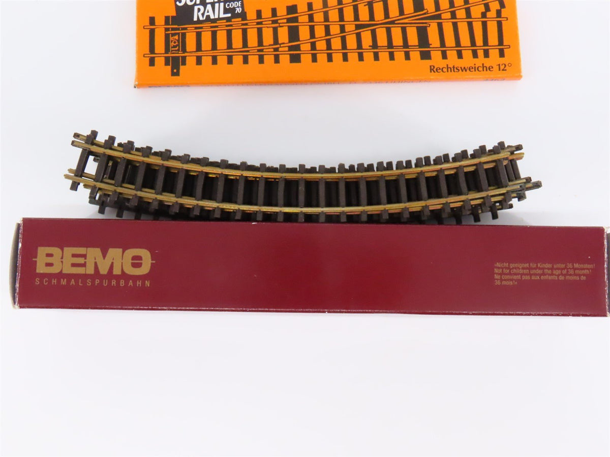 LOT of 15 HOm Scale BEMO Narrow Gauge Code 70 Curved &amp; Left-Hand Turnout Tracks