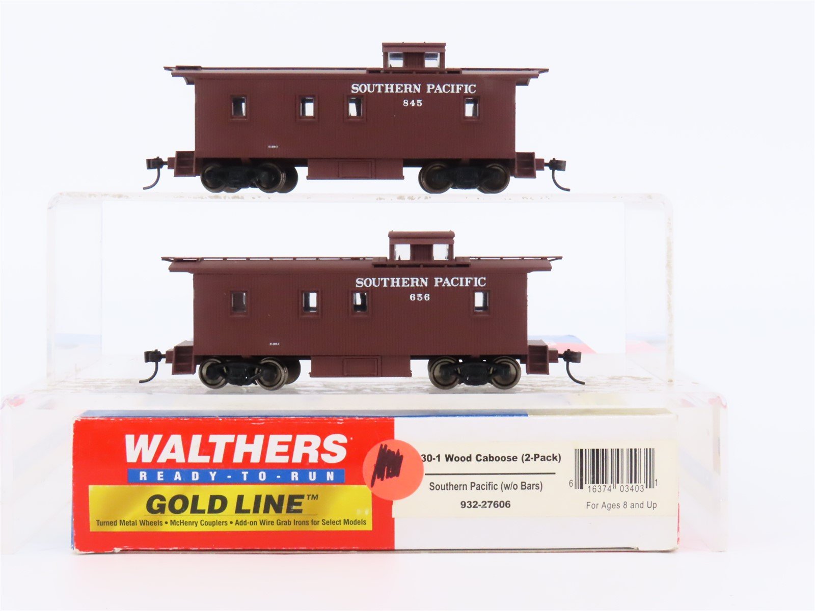 HO Walthers Gold Line 932-27606 SP Southern Pacific Caboose #845 #656 2-Pack