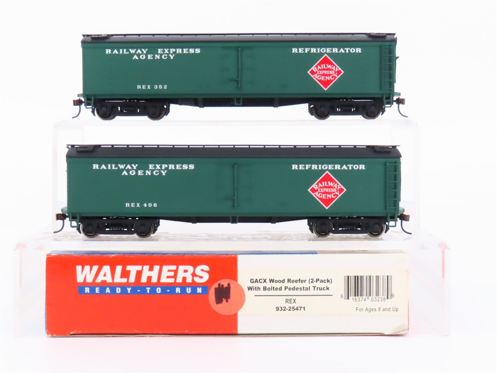 HO Scale Walthers 932-25471 REX Railway Express Agency Reefer #352 #406 2-Pack