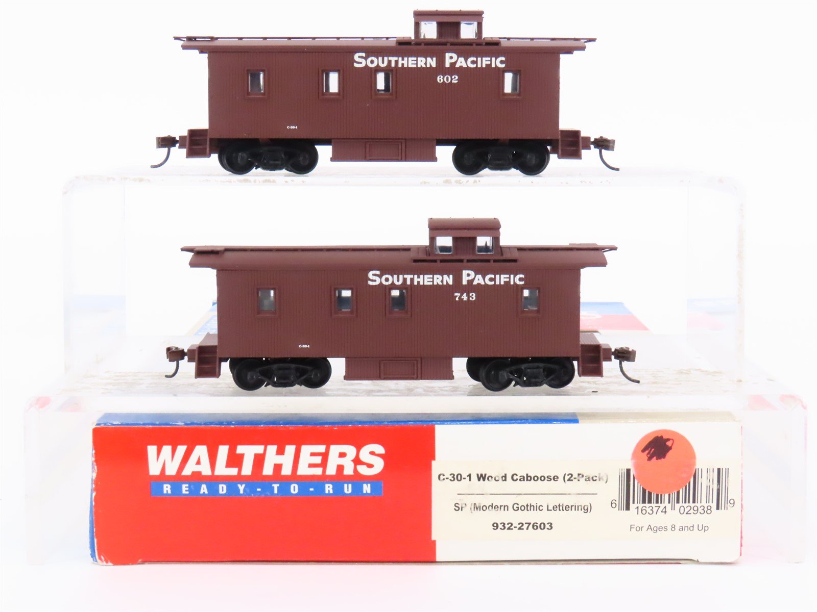 HO Scale Walthers 932-27603 SP Southern Pacific Caboose #743 #602 2-Pack