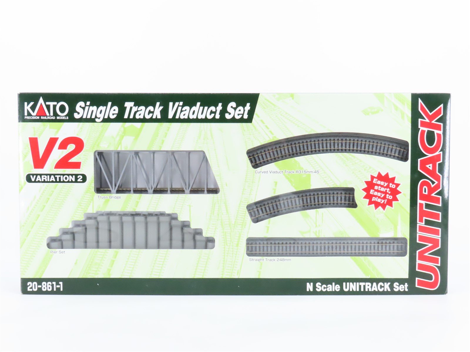 N Scale KATO #20-861-1 Unitrack V2 Single Track Viaduct Set