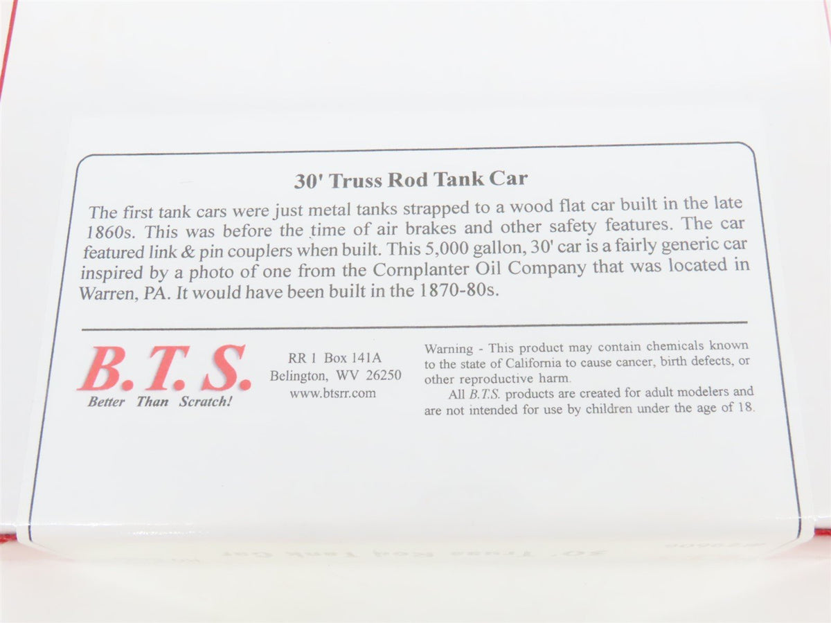 HO Scale B.T.S. Expansion Years Series Kit #29606 30&#39; Truss Rod Tank Car SEALED