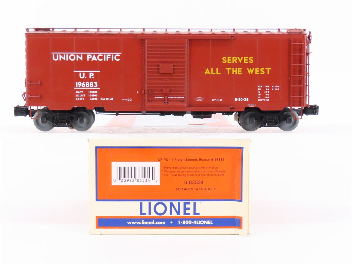 O Gauge 3-Rail Lionel 6-83534 UP Union Pacific PS-1 40&#39; Box Car w/Freight Sounds