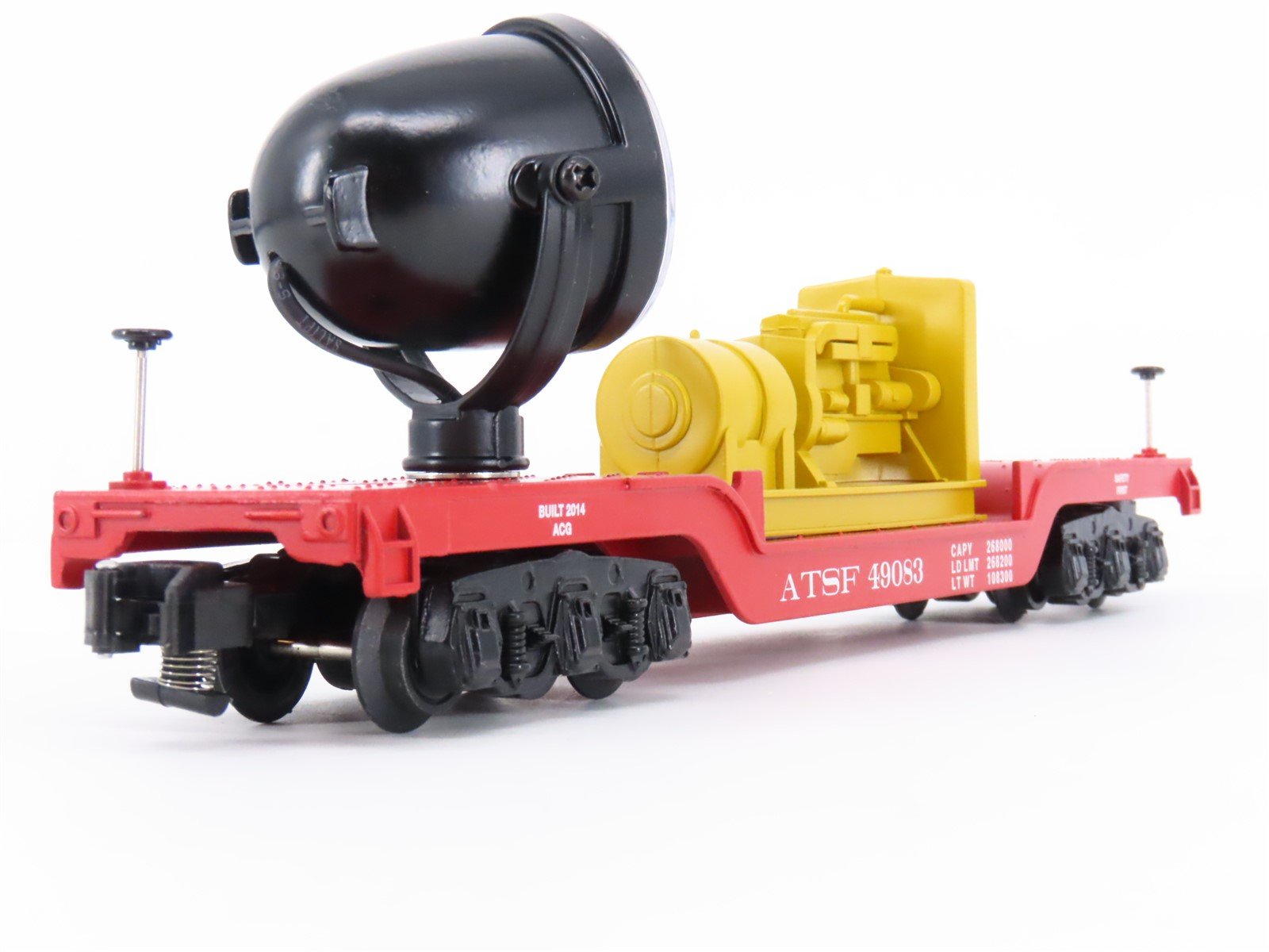 S Scale American Flyer 6-49083 ATSF Santa Fe Depressed Center Searchlight Car