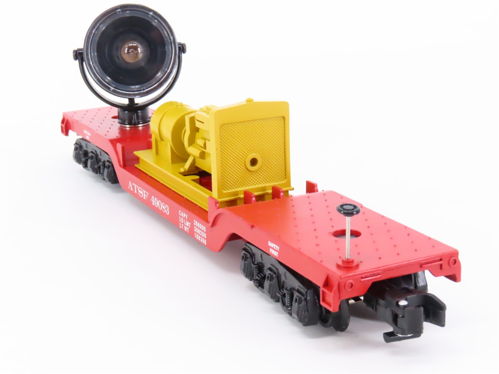 S Scale American Flyer 6-49083 ATSF Santa Fe Depressed Center Searchlight Car