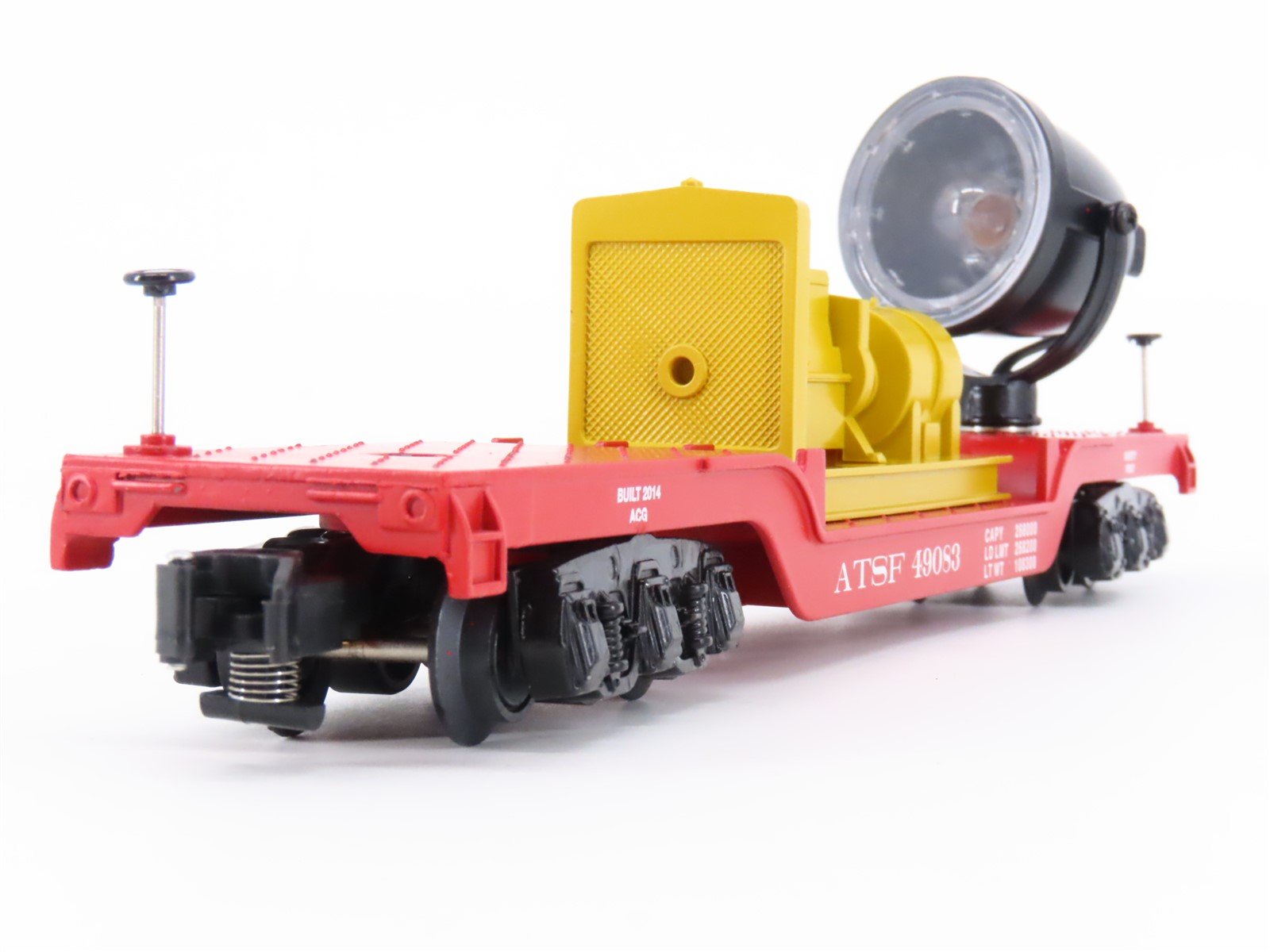 S Scale American Flyer 6-49083 ATSF Santa Fe Depressed Center Searchlight Car