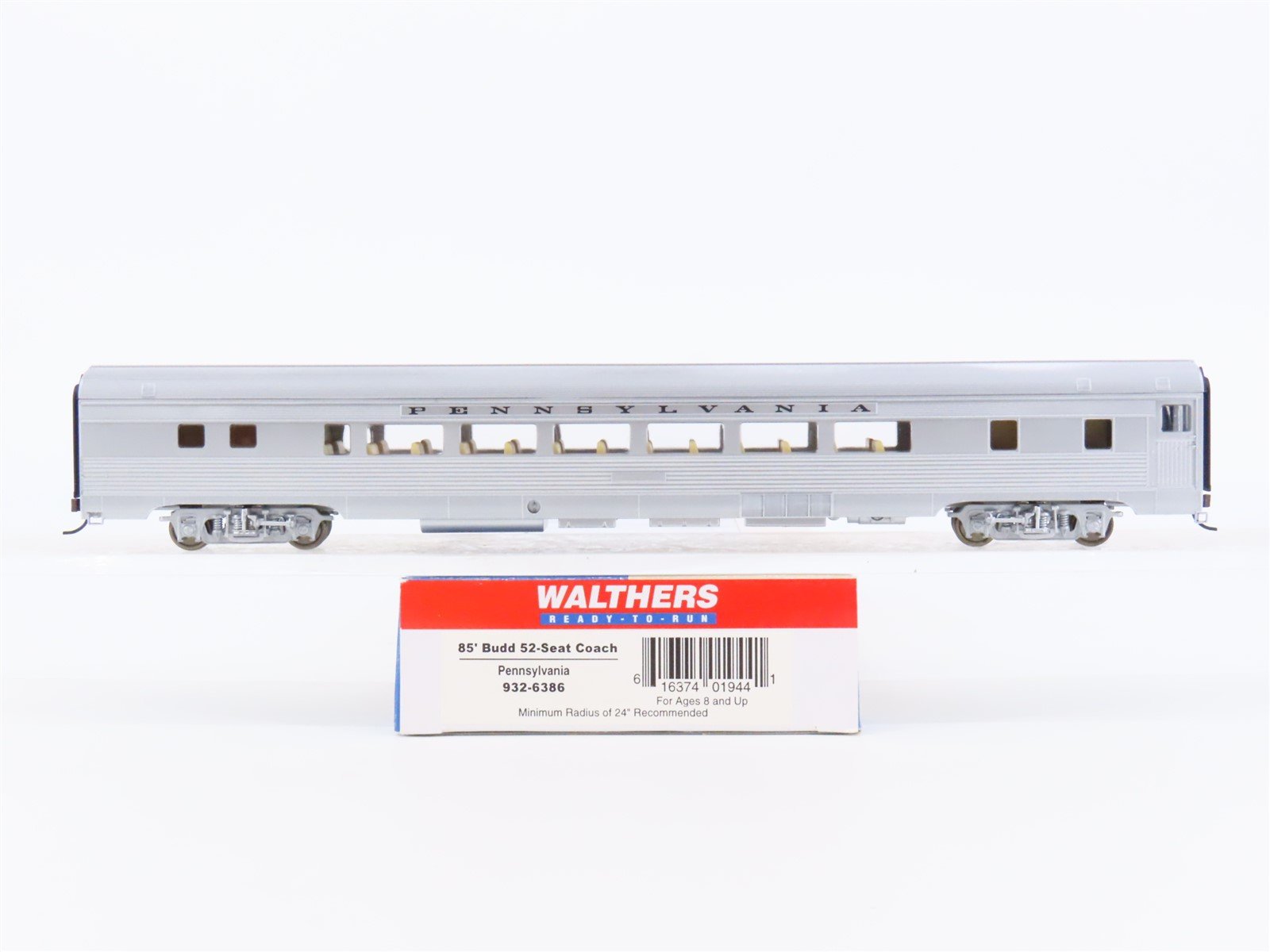 HO Scale Walthers 932-6386 PRR Pennsylvania Railroad 85' Coach Passenger Car